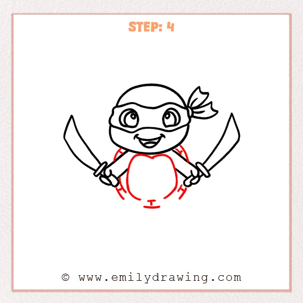 how to draw a ninja turtle - Step 4